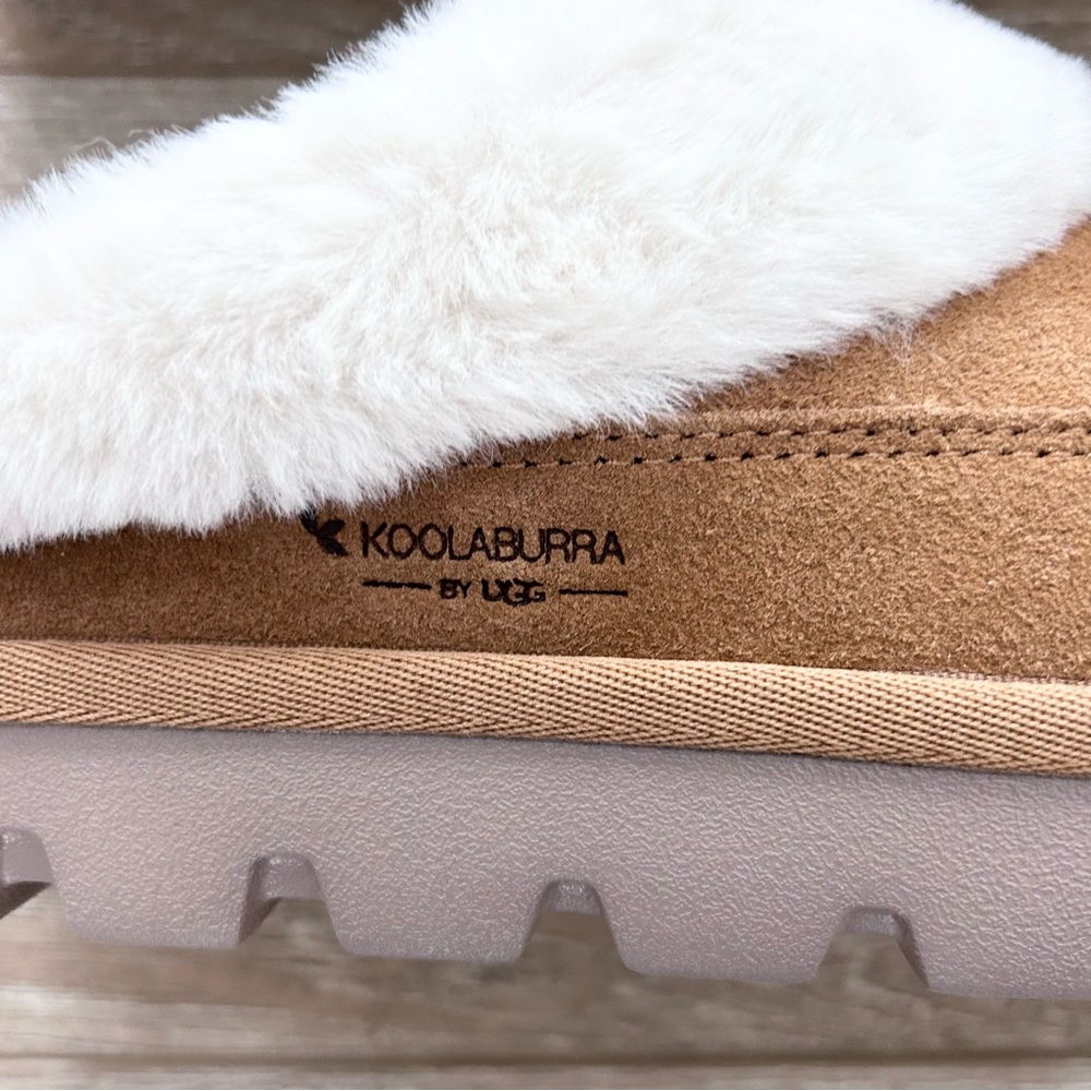 Koolaburra Chestnut Suede Shearling-Lined Clog Mules - Picture 9 of 12